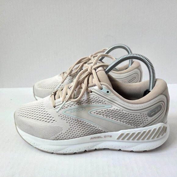 Brooks Ariel GTS 23 Shoes Womens 7 Wide Grey White Sand Running Sneakers - Picture 1 of 12